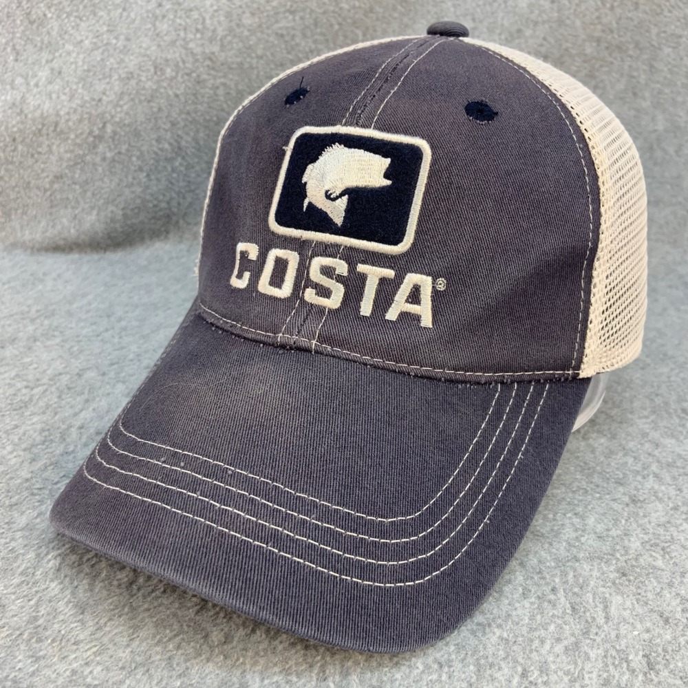 Costa Del Mar Fish Logo Men Blue Trucker Hat Mesh Snapback OSFA